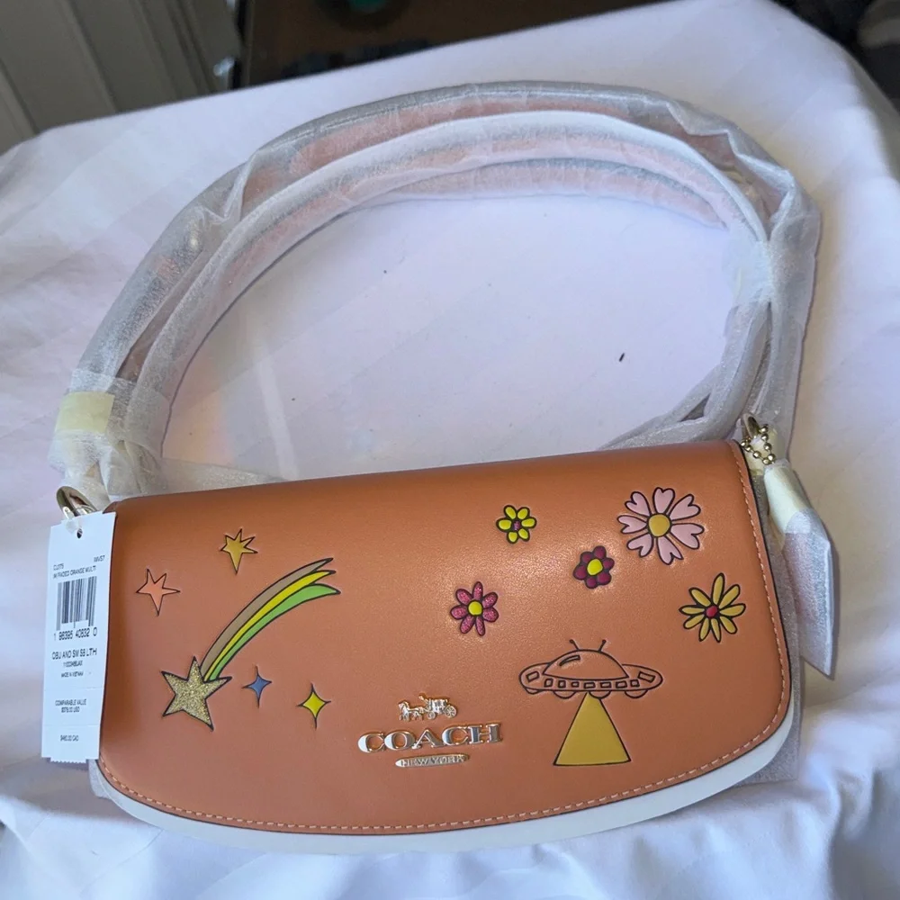 NWT - Coach Shoulder Bag with Colorful Accents. Color: Faded Orange Multi. - Picture 1 of 7
